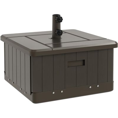 Outsunny - Outdoor Umbrella Base with Wheels and Handles, End Table, Flower Box Planter with Hole - Brown Outsunny - Outdoor Umbrella Base with Wheels and Handles, End Table, Flower Box Planter with Hole - Brown