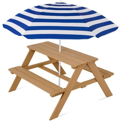 Best Choice Products - Outdoor Wooden Kids Picnic Table with Umbrella, Activity Table, 220 lb Capacity - Natural/Navy Best Choice Products - Outdoor Wooden Kids Picnic Table with Umbrella, Activity Table, 220 lb Capacity - Natural/Navy