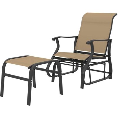 Outsunny - Glider with Ottoman, Patio Glider Chair Set with High Back, Wide Seat for Porch, Garden - Tan Outsunny - Glider with Ottoman, Patio Glider Chair Set with High Back, Wide Seat for Porch, Garden - Tan