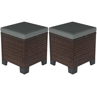 Outsunny - Piece Wicker Outdoor Ottomans with Cushions, Rattan Ottoman Footrest and Side Table for Patio, Yard - Gray Outsunny - Piece Wicker Outdoor Ottomans with Cushions, Rattan Ottoman Footrest and Side Table for Patio, Yard - Gray