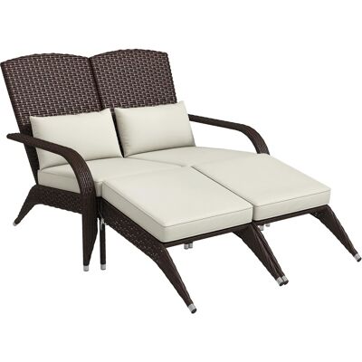 Outsunny - Person Patio Wicker Adirondack Chair, High-Back Fire Pit Chair with Cushions - Cream White Outsunny - Person Patio Wicker Adirondack Chair, High-Back Fire Pit Chair with Cushions - Cream White