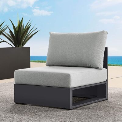 Tahoe Outdoor Patio Powder-Coated Aluminum Modular Armless Chair by Modway - Gray Gray Tahoe Outdoor Patio Powder-Coated Aluminum Modular Armless Chair by Modway - Gray Gray