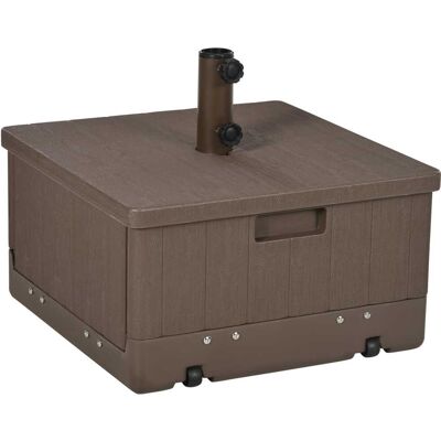 Outsunny - Patio Umbrella Stand Table Raised Garden Bed with Wheels and Handles - Brown Outsunny - Patio Umbrella Stand Table Raised Garden Bed with Wheels and Handles - Brown