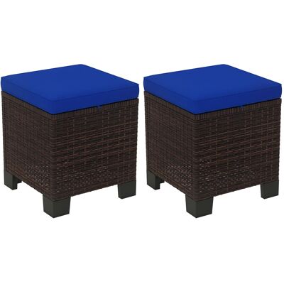 Outsunny - Piece Wicker Outdoor Ottomans with Cushions, Rattan Ottoman Footrest and Side Table for Patio, Yard, Poolside - Dark Blue Outsunny - Piece Wicker Outdoor Ottomans with Cushions, Rattan Ottoman Footrest and Side Table for Patio, Yard, Poolside - Dark Blue