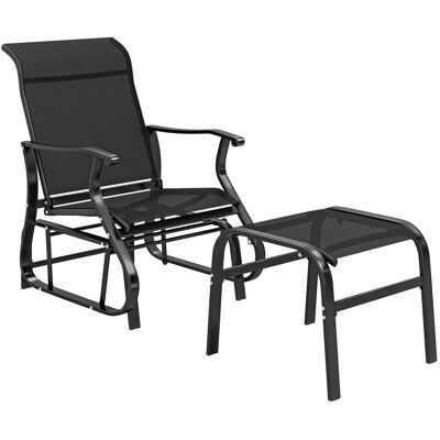 Outsunny - Glider with Ottoman, Patio Glider Chair Set with High Back, Wide Seat for Porch, Garden - Black Outsunny - Glider with Ottoman, Patio Glider Chair Set with High Back, Wide Seat for Porch, Garden - Black
