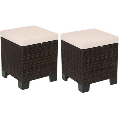 Outsunny - Piece Wicker Outdoor Ottomans with Cushions, Rattan Ottoman Footrest and Side Table for Patio, Yard - Cream White Outsunny - Piece Wicker Outdoor Ottomans with Cushions, Rattan Ottoman Footrest and Side Table for Patio, Yard - Cream White