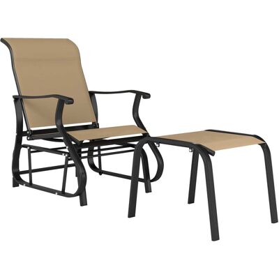 Outsunny - Glider with Ottoman, Patio Glider Chair Set with High Back, Wide Seat for Porch, Garden - Tan Outsunny - Glider with Ottoman, Patio Glider Chair Set with High Back, Wide Seat for Porch, Garden - Tan