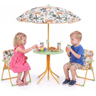 Gymax - Kids Picnic Table Outdoor Table&Chair Set 2 Folding Chairs&Adjustable Umbrella Green - Yellow Gymax - Kids Picnic Table Outdoor Table&Chair Set 2 Folding Chairs&Adjustable Umbrella Green - Yellow