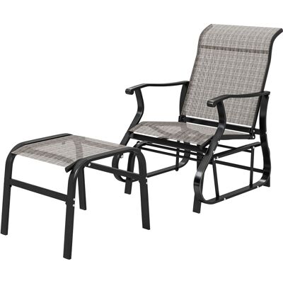 Outsunny - Glider with Ottoman, Patio Glider Chair Set with High Back, Wide Seat for Porch, Garden - Gray Outsunny - Glider with Ottoman, Patio Glider Chair Set with High Back, Wide Seat for Porch, Garden - Gray