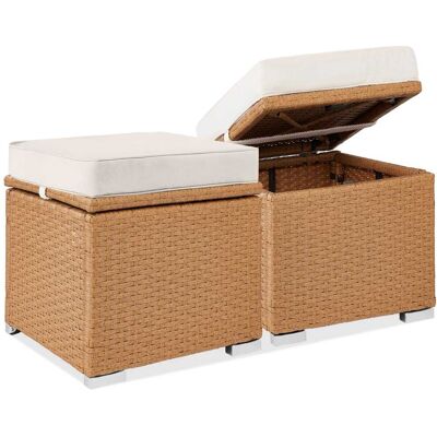 Best Choice Products - Set of 2 Wicker Ottomans, Multipurpose Furniture w/ Removable Cushions - Ivory/Natural - Natural/Ivory Best Choice Products - Set of 2 Wicker Ottomans, Multipurpose Furniture w/ Removable Cushions - Ivory/Natural - Natural/Ivory
