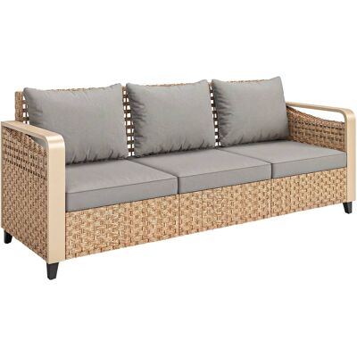 Outsunny - Wicker Sofa 3-Seater Outdoor Patio Sofa with Cushions for Garden Backyard Porch - Gray Outsunny - Wicker Sofa 3-Seater Outdoor Patio Sofa with Cushions for Garden Backyard Porch - Gray