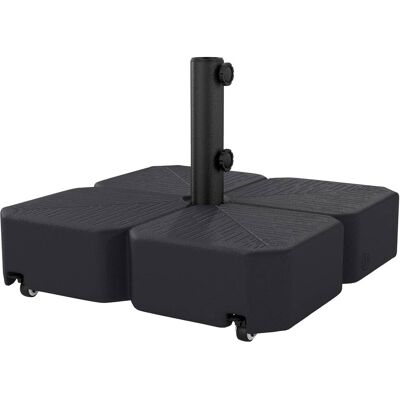 Outsunny - Patio Umbrella Base with Wheels, Square Heavy Duty Umbrella Stand Holder, 70 lbs Water or 88 lbs Sand Filled Outsunny - Patio Umbrella Base with Wheels, Square Heavy Duty Umbrella Stand Holder, 70 lbs Water or 88 lbs Sand Filled