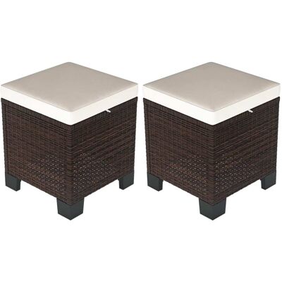 Outsunny - Piece Wicker Outdoor Ottomans with Cushions, Rattan Ottoman Footrest and Side Table for Patio, Yard - Beige Outsunny - Piece Wicker Outdoor Ottomans with Cushions, Rattan Ottoman Footrest and Side Table for Patio, Yard - Beige