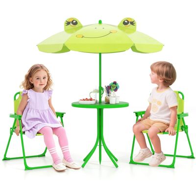 Gymax - Kids Picnic Table & Chair Set w/ 2 Folding Chairs & Height Adjustable Umbrella - Light Green Gymax - Kids Picnic Table & Chair Set w/ 2 Folding Chairs & Height Adjustable Umbrella - Light Green
