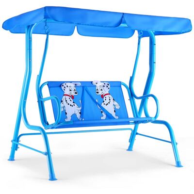 Costway - Kids Patio Swing Chair Children Porch Bench Canopy 2 Person Yard Furniture - Blue Costway - Kids Patio Swing Chair Children Porch Bench Canopy 2 Person Yard Furniture - Blue