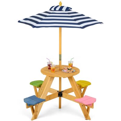Gymax - Kids Picnic Table w/ Stools Wooden Activity Desk Set w/ Foldable Umbrella - Multicolor Gymax - Kids Picnic Table w/ Stools Wooden Activity Desk Set w/ Foldable Umbrella - Multicolor