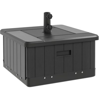 Outsunny - Outdoor Umbrella Base with Wheels and Handles, End Table, Flower Box Planter with Hole - Black Outsunny - Outdoor Umbrella Base with Wheels and Handles, End Table, Flower Box Planter with Hole - Black