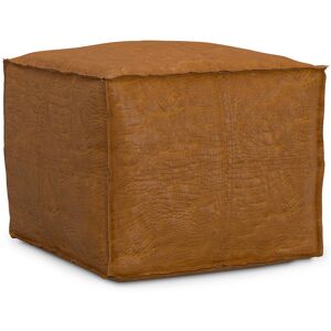 Simpli Home - Brody 18 inch Wide Boho Square Pouf Genuine Leather - Tan Simpli Home - Brody 18 inch Wide Boho Square Pouf Genuine Leather - Tan