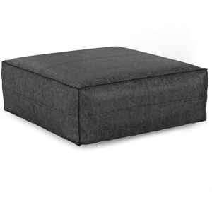 Simpli Home - Brody 36 inch Wide Boho Square Extra Large Coffee Table Pouf Vegan Faux Leather - Distressed Black Simpli Home - Brody 36 inch Wide Boho Square Extra Large Coffee Table Pouf Vegan Faux Leather - Distressed Black