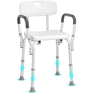 VEVOR - Shower Chair, Shower Seat with Back, Adjustable Height Shower Stool, Shower Chair for Inside Shower Bathtub - Silver;White VEVOR - Shower Chair, Shower Seat with Back, Adjustable Height Shower Stool, Shower Chair for Inside Shower Bathtub - Silver;White