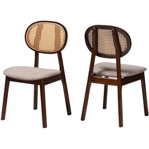 Baxton Studio - Darrion Mid-Century Modern Fabric and Finished Wood 2-Piece Dining Chair Set - Grey/Walnut Brown/Light Brown Baxton Studio - Darrion Mid-Century Modern Fabric and Finished Wood 2-Piece Dining Chair Set - Grey/Walnut Brown/Light Brown