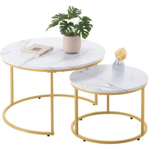 VEVOR - Nesting Coffee Table Set of 2, 27.6 in Round Coffee Table, Nesting Tables for Small Place, Vintage End Side Tables - White VEVOR - Nesting Coffee Table Set of 2, 27.6 in Round Coffee Table, Nesting Tables for Small Place, Vintage End Side Tables - White