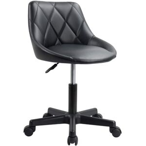 KKTONER - Mid Back PU Leather Height Adjustable Swivel Modern Task Chair Computer Office Vanity Chair with Wheels ( - Black KKTONER - Mid Back PU Leather Height Adjustable Swivel Modern Task Chair Computer Office Vanity Chair with Wheels ( - Black