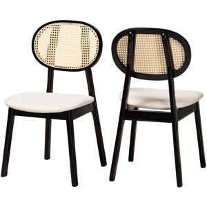 Baxton Studio - Darrion Mid-Century Modern Cream Fabric and Finished Wood 2-Piece Dining Chair Set - Cream/Black/Light Brown Baxton Studio - Darrion Mid-Century Modern Cream Fabric and Finished Wood 2-Piece Dining Chair Set - Cream/Black/Light Brown