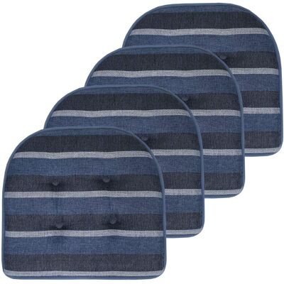 Sweet Home Collection - Bradford Striped U Shaped Memory Foam 17" x 16" Chair Cushion, 4-Pack - Steel Blue Sweet Home Collection - Bradford Striped U Shaped Memory Foam 17" x 16" Chair Cushion, 4-Pack - Steel Blue