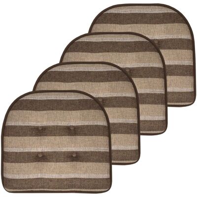 Sweet Home Collection - Bradford Striped U Shaped Memory Foam 17" x 16" Chair Cushion, 4-Pack - Chocolate/Beige Sweet Home Collection - Bradford Striped U Shaped Memory Foam 17" x 16" Chair Cushion, 4-Pack - Chocolate/Beige