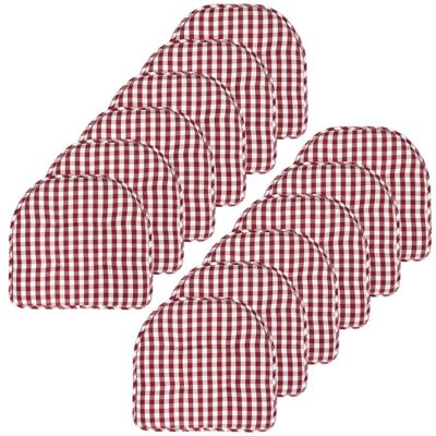 Sweet Home Collection - Checkered Buffalo Check U Shaped Memory Foam 17" x 16" Chair Cushions, 12-Pack - Red/White Sweet Home Collection - Checkered Buffalo Check U Shaped Memory Foam 17" x 16" Chair Cushions, 12-Pack - Red/White