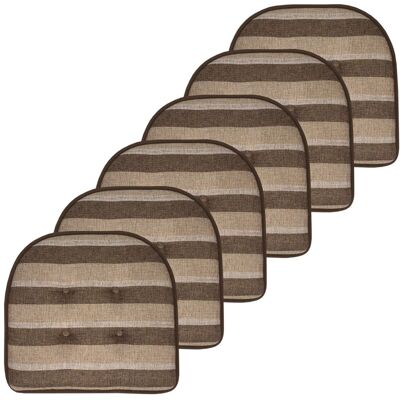 Sweet Home Collection - Bradford Striped U Shaped Memory Foam 17" x 16" Chair Cushion, 6-Pack - Chocolate/Beige Sweet Home Collection - Bradford Striped U Shaped Memory Foam 17" x 16" Chair Cushion, 6-Pack - Chocolate/Beige