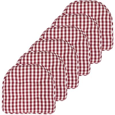 Sweet Home Collection - Checkered Buffalo Check U Shaped Memory Foam 17" x 16" Chair Cushions, 6-Pack - Red/White Sweet Home Collection - Checkered Buffalo Check U Shaped Memory Foam 17" x 16" Chair Cushions, 6-Pack - Red/White