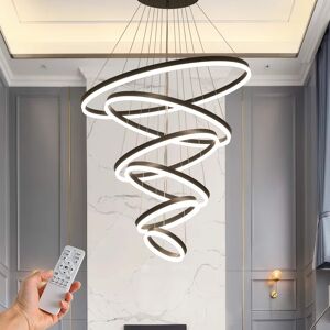 RYHNUYNE - Modern Large 6-Ring LED Chandelier for High Ceilings Adjustable Pendant Light with Remote Dimmable for Foyer Entryway RYHNUYNE - Modern Large 6-Ring LED Chandelier for High Ceilings Adjustable Pendant Light with Remote Dimmable for Foyer Entryway