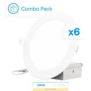 Infibrite - 6-Inch Warm White Recessed LED Downlight, 12W, 1050 Lumens, Triac Dimming, Wet Rated (Set of 6) - 3000K Infibrite - 6-Inch Warm White Recessed LED Downlight, 12W, 1050 Lumens, Triac Dimming, Wet Rated (Set of 6) - 3000K