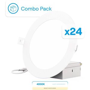 Infibrite - 6-Inch Cool White Recessed LED Downlight, 12W, 1050 Lumens, Triac Dimming, Wet Rated (Set of 24) - 4000K Infibrite - 6-Inch Cool White Recessed LED Downlight, 12W, 1050 Lumens, Triac Dimming, Wet Rated (Set of 24) - 4000K