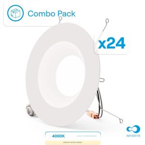 Infibrite - 6 In. Retrofit 4000K Cool Integrated LED Recessed Light Kit 12W 1100LM Remodel, Dimmable, Wet Rated (24 Pack) - White Infibrite - 6 In. Retrofit 4000K Cool Integrated LED Recessed Light Kit 12W 1100LM Remodel, Dimmable, Wet Rated (24 Pack) - White
