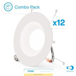 Infibrite - 6 In. Retrofit 2700K Soft Integrated LED Recessed Light Kit 12W 1100LM Remodel, Dimmable, Wet Rated (12 Pack) - White Infibrite - 6 In. Retrofit 2700K Soft Integrated LED Recessed Light Kit 12W 1100LM Remodel, Dimmable, Wet Rated (12 Pack) - White