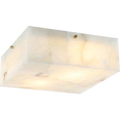Jonathan Y - Giulia 13" 2-Light Modern Contemporary Alabaster/Iron Square LED Flush Mount - White Marbling/Brass Gold Jonathan Y - Giulia 13" 2-Light Modern Contemporary Alabaster/Iron Square LED Flush Mount - White Marbling/Brass Gold