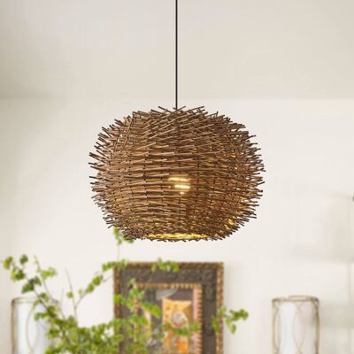 Vaczon - 18-Inch Bohemian Rattan Pendant Light, Handwoven Natural Farmhouse Hanging Chandelier for Kitchen Island - Natural Rattan Vaczon - 18-Inch Bohemian Rattan Pendant Light, Handwoven Natural Farmhouse Hanging Chandelier for Kitchen Island - Natural Rattan