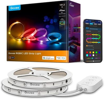 Govee - 131.2ft RGBIC LED Strip Lights, Color Changing Light, 2 x 65.6ft Govee - 131.2ft RGBIC LED Strip Lights, Color Changing Light, 2 x 65.6ft