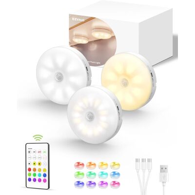 EZVALO - 4.26 in. Wireless USB Charging Integrated LED Linkable Under Cabinet Light Smart Recessed Lighting-3 Pack - White EZVALO - 4.26 in. Wireless USB Charging Integrated LED Linkable Under Cabinet Light Smart Recessed Lighting-3 Pack - White