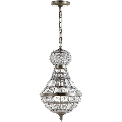 Jonathan Y - Regina 12" Crystal/Metal Empire LED Pendant, Antique Brass - Antique Brass/Clear Jonathan Y - Regina 12" Crystal/Metal Empire LED Pendant, Antique Brass - Antique Brass/Clear