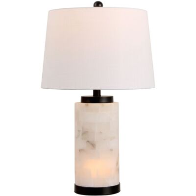 Jonathan Y - Eliza 25.5" Contemporary Modern Alabaster Column LED Table Lamp with Nightlight Base - White/Black Jonathan Y - Eliza 25.5" Contemporary Modern Alabaster Column LED Table Lamp with Nightlight Base - White/Black