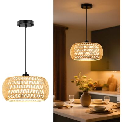 Unique Bargains - Pendant Lights Plug in Pendant Light Hanging Lamp Boho Lamp Woven Rattan Pendant Lamp Shade for Kitchen Island - Golden Unique Bargains - Pendant Lights Plug in Pendant Light Hanging Lamp Boho Lamp Woven Rattan Pendant Lamp Shade for Kitchen Island - Golden