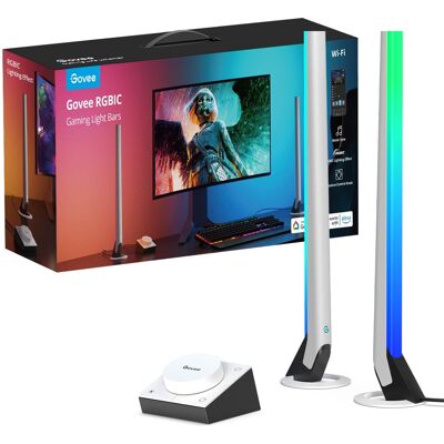 Govee - RGBIC Gaming Light Bars,Smart Dial, Audio Visualizer & 40 Scene Modes - White Govee - RGBIC Gaming Light Bars,Smart Dial, Audio Visualizer & 40 Scene Modes - White