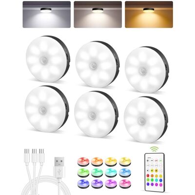 EZVALO - 8 in. Wireless USB Charging White Integrated LED Linkable Under Cabinet Light Smart Recessed Lighting-6 Pack - Black EZVALO - 8 in. Wireless USB Charging White Integrated LED Linkable Under Cabinet Light Smart Recessed Lighting-6 Pack - Black