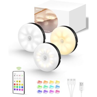 EZVALO - 4.26 in. Wireless USB Charging Integrated LED Linkable Under Cabinet Light Smart Recessed Lighting-3 Pack - Black EZVALO - 4.26 in. Wireless USB Charging Integrated LED Linkable Under Cabinet Light Smart Recessed Lighting-3 Pack - Black