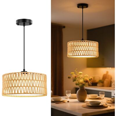 Unique Bargains - Pendant Lights Plug in Pendant Light Hanging Lamp Boho Lamp Woven Rattan Pendant Lamp Shade for Kitchen Island - Golden Unique Bargains - Pendant Lights Plug in Pendant Light Hanging Lamp Boho Lamp Woven Rattan Pendant Lamp Shade for Kitchen Island - Golden
