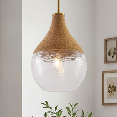 Parrot Uncle - 1-Light Natural Modern Hand-Woven Hemp Rope Hanging Lamp Pendant Light - Brass Parrot Uncle - 1-Light Natural Modern Hand-Woven Hemp Rope Hanging Lamp Pendant Light - Brass
